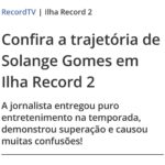 Solange Gomes Instagram - A @ilharecord tem um lugar especial em minhas lembranças profissionais. Superação! A melhor palavra para definir minha trajetória e desfecho. É inexplicável o sabor da vitória. Quase um ano se passou e só desfruto de bons momentos adquiridos em meus realities. #tbt #recordtv #ilharecord