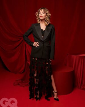 Sophia di Martino Instagram - Mama your skirt is raining - it’s called fashion, baby. Thank you @britishgq for celebrating your #menoftheyear (and also my birthday!)

Dress @awake_mode 
Jacket vintage @muglerofficial 
Shoes  @louboutinworld 
Jewels @shaunleanejewellery 
Styling @karenclarkson 
Assistant @mollellison 
Face @mamamup 
Haircut @ashleylambe_hairstylist @manehackney