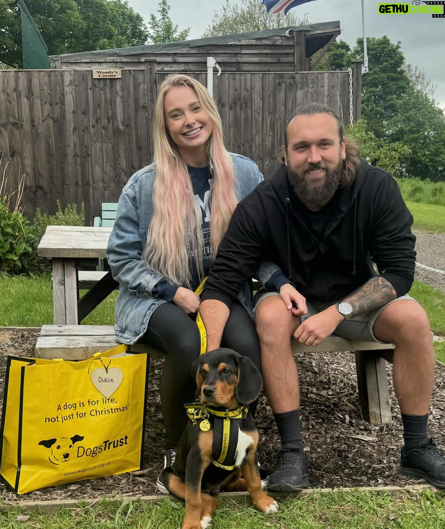 Sophie Lloyd Instagram - Please welcome our gorgeous boy Kobe to the family! Kobe was abandoned with his mum and siblings in Ireland and taken into the care of @dogstrust_cumbria , after hearing his story we drove up to meet him and fell in love so we adopted him the same day! 🖤 He’s the most perfect pup and has so much love to give, We’re so excited for all the adventures we’ll go on and memories we’ll make together. Thankyou so much to @dogstrust for saving Kobe and bringing us together 💛 #dogstrust #dogstrustdog #dogsofinstagram #puppy #puppylove