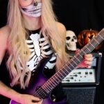 Sophie Lloyd Instagram - Getting spooky this Monday 💀💀💀 🎶 Spooky Scary Skeletons - Andrew Gold #spooky #spookyseason #spookyscaryskeletons #skeleton #halloween #guitarist #guitar #guitaristsofinstagram #femaleguitarist #halloweencostume #halloweenmakeup