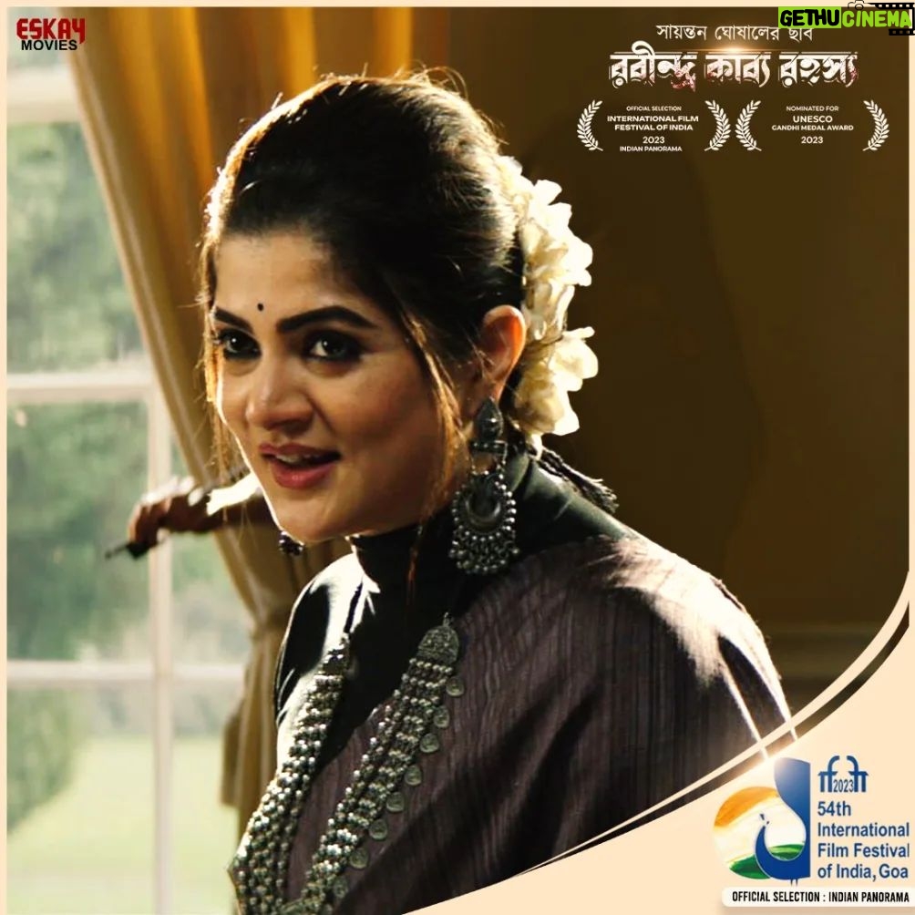 Srabanti Chatterjee Instagram - Exciting reveal! @srabanti.smile shines in "πΉπππππ
ππ π²ππππ πΉππππππ" selected at the ππ£ππππ£ πππ£π€π§ππ’π of the 54th @iffigoa and also nominated for the πππ
π ππππππ πππ§ππ‘π’ πππππ₯ ππ°ππ«π! πβ¨ Join us at the International Film Festival of India, Goa, for an enchanting screening on ππππ‘ ππ¨π―ππ¦πππ«, ππππ, ππ ππ:ππ ππ, INOX Screen 2, Old GMC Building, Campal, Panjim, Goa. ππ₯ Grateful for our team, supporters, and viewersβyour love propels our storytelling journey. ππ #EskayMovies #RabindraKabyaRahasya #FilmFestivalSuccess #GlobalRecognition #IFFI #Panorama #UNESCO #GandhiMedal #UNESCOGandhiMedal #IFFIGoa #54thInternationalFilmFestivalofIndia #IndianPanorama π¬π An @EskayMovies Film Presented by #AshokDhanuka and @himukol Starring @ritwickchak_ , @srabanti.smile, @priyanshuchatterjee, @sujanneelmukherjee, @santilalmukherjee, @rajnandini_, @chakraborty_bidipta, @_rwitobroto_ , Shantilaal Mukherjee Directed by - @sayantan.rolls Creative Producer - @himukol Director of Photography - #Tuban Story, Screenplay and Dialogues - #SougataBasu Music Director - @mishra_debojyoti Editor - Subhajit Singha Associate Director - Subhadeep Ghosh Executive Producer - Hemant Agarwal, Mayank Gupta Publicity design - @ektacreativetales Production Designer - Riddhie Basak, John Naylor (UK) Sound Designer - Ayan Bhattacharya (Final Post) DI Colorist - Prasenjit Banerjee (Final Post) VFX - Final Post Post Production Head - Suchandra Banerjee Supervising Producer - Deepyaman Dey Prosthetics & Makeup Artist - Subir Kumar Manna Costume Designer - Krishnendu Karar, Sabarni Das Art Director - Anandya Adhya