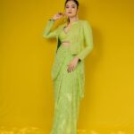 Sreemukhi Instagram - Neethone Dance 2.0 ✨💚 On @starmaa @endemolshineind ✨ Outfit @chandamama_designerstudio Styling @greeshma_krishna.k Earrings @fashioncurvee PC @manoj_gangula Makeup @nookesh.malla Hair @mahesh_ravulapalli #sreemukhi #neethonedance #starmaa #endemolshine