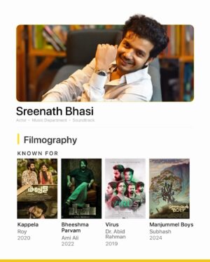 Sreenath Bhasi Instagram - If you've enjoyed watching Manjummel Boys on the big screen, here are some more @sreenathbhasi's titles that you can add into your watchlist🍿💛

🎬:
Kappela | Netflix
Bheeshma Parvam | Disney  Hotstar
Virus | Prime Video, aha, Zee5
Manjummel Boys | In Theatres