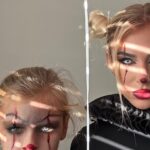 Stéphanie Clerbois Instagram - Nous sommes prêts pour la purge.🤣🤡 La dernière slide c’est cadeau.😂😂 #halloweenmakeup