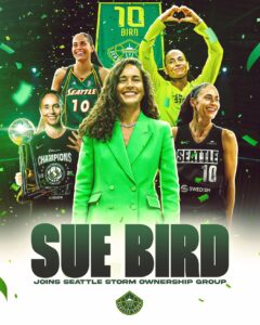 Sue Bird Instagram - Welcome home, Sue 💚💛 We are thrilled to welcome @sbird10 to the Storm ownership group, Force 10 Hoops! Sue knows how to win championships, how to be a leader, and has left a lasting impression on the Storm organization. Here’s to the future ⛈️