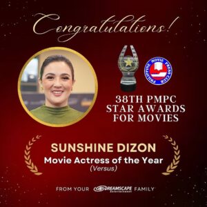 Sunshine Dizon Instagram - Thank you Sir @deo_endrinal @dreamscapeph and #PPPfamily

#Repost @dreamscapeph 

Congratulations, Sunshine Dizon for winning Movie Actress of the Year for the movie ‘Versus’ in the 38th PMPC Star Awards for Movies. We’re so proud of you, Kapamilya! ✨

#38thPMPCStarAwardsForMovies
#PMPCStarAwardsForMovies