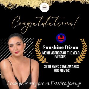 Sunshine Dizon Instagram - Thank you @rachelannvillanueva and @estetikaalabang family ♥️

#Repost @estetikaalabang 

Congratulations, Ms. Sunshine Dizon for winning Movie Actress of the Year (Versus) in the 38th PMPC Star Awards for Movies! 

Your beauty outshines with your well-deserved achievement. Your Estetika Alabang Family is very proud of you! ❤️

#estetikaalabang #estetikabeautyandwellnessclinic #estetika