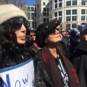 Susan Sarandon Instagram - Old friends watching new leaders. #marchforourlives