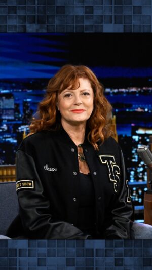 Susan Sarandon Instagram - Jimmy adds one more letterman jacket to @susansarandon’s collection! #FallonTonight