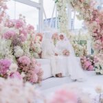Sweet Qismina Instagram - Nikah day moments part 2 🌸 Just like how we imagined, a venue that has an all white base, full with blossom pink flowers & filled with our beautiful family members on our special day. Tq @boathouse.my @flair.design for fulfilling our dreams 🌸 #TerciptaALSQ