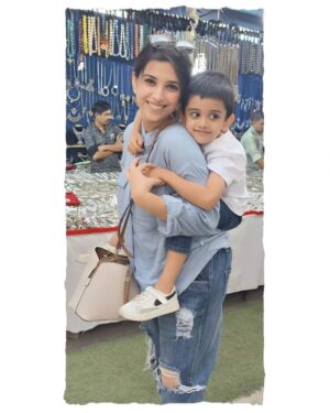 Swetha Changappa Instagram - ನನ್ನ ನಗು , ನನ್ನ ಮಗ@jiyaan_aiyappa 🧿❤️ 
Me n my son went on a Date❤️
 so I had to carry my date through out
 shopping 🙈🤣
Well , spending time with our little ones are the best days of our lives. Mixture of emotions ❤️🧿

Thank u  @neetha.aiyappa.9 mimi for capturing our best pics ❤️🧿