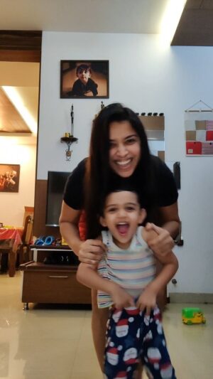 Swetha Changappa Instagram - Time flies. N my son @jiyaan_aiyappa is growing up so fast🧿 mother and son bond is the best in the world 🧿😍 It's been one year since we recorded this.❤️ Found it in Instagram draft. Sharing it 😍