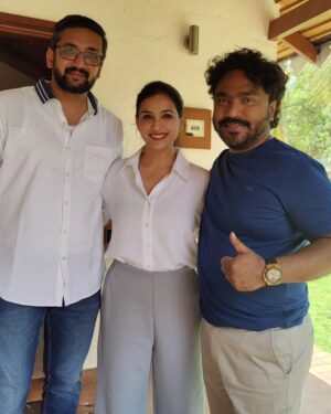 Swetha Changappa Instagram - Hearty congratulations Dearest Friend @arjun_janya_musician for your new journey as a director 💐this is a history.  The film is all set to watch even before the shooting starts. Suprising isn't it? Yes that's the preparations that arjun has done it for this film...😎
U are incredibly genius...😊
 I and we all are  gonna be witnessing one of the finest films of Indian cinema in few days.. that's a promise. 

  Happy to be associating with you in this journey. Thank u so much for the opportunity ❤️

My best wishes and prayers for you and your entire cinema @arjun_janya_musician 💐