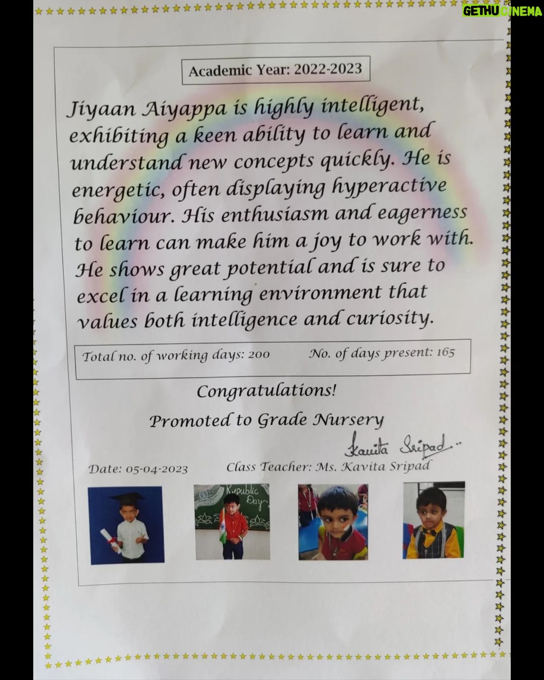 Swetha Changappa Instagram - My only source of happiness 🧿💕 My son @jiyaan_aiyappa🧿graduated from pre nursery to nursery ❤️ Feels sooo happy to witness his milestones❤️🧿 Proud mother ❤️