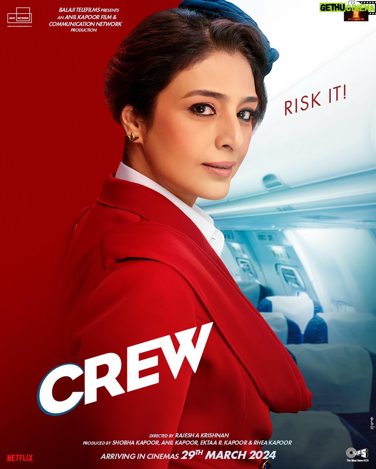 Tabu Instagram - Ready for check-in? Time to fly with the #Crew! ✈️ #CrewInCinemasOnMarch29 @kareenakapoorkhan @kritisanon @diljitdosanjh and a special appearance by @kapilsharma @saswatachatterjeeofficial #RajeshSharma @shobha9168 @anilskapoor @ektarkapoor @rheakapoor @kumartaurani @rajoosworld #MehulSuri @nidsmehra @jpaarth @vivek.koka @anirudh_k_sharma @balajimotionpictures @akfcnetwork @tips