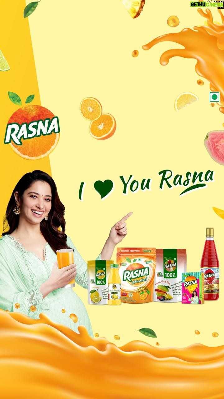 Tamannaah Instagram - I’ve always been a Rasna girl ever since childhood. Now, having this collaboration feels like a complete circle. My vitamin love for the delightful flavours just gets stronger each day. This summer, Rasna brings 21 Vitamins and minerals to combat the heat and feel refreshed in every sip. Dwell in the flavours and you won’t resist saying I LOVE YOU RASNA!🫶🏻