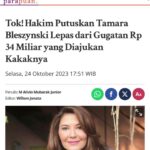 Tamara Bleszynski Instagram – Jadi sudah jelas yah teman2 sayang. Aku tidak pernah melakukan Wanprestasi.

Tuduhan2 Wanprestasi adalah FITNAH. 

Hidup hanya sementara, mari kita pergunakan disini dan sekarang kita…untuk kemajuan KITA Bersama.

Salam KEADILAN & Salam KEMANUSIAAN ♥️🇮🇩