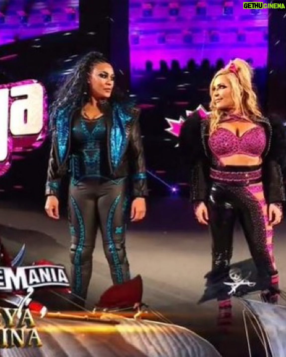 Tamina Instagram - Thank you @kyllacustomrockwear for making this Wrestlemania🏴☠️ jacket that went so great with my ring gear. I loved the the idea of how you can swap out the colors on the collar to match whatever gear I wear🖤🤙🏽🤩 That was hella genius! You always come up with great creative ideas and luv the imagination behind your work... IT is amazing! I truly appreciate your hard work and dedication to always making me something when needed. Even tho it was hella hot that night of Mania🤣 LOL I Still wore it😉😂😅 Thank you again Girl🖤❤️🤟🏽💙