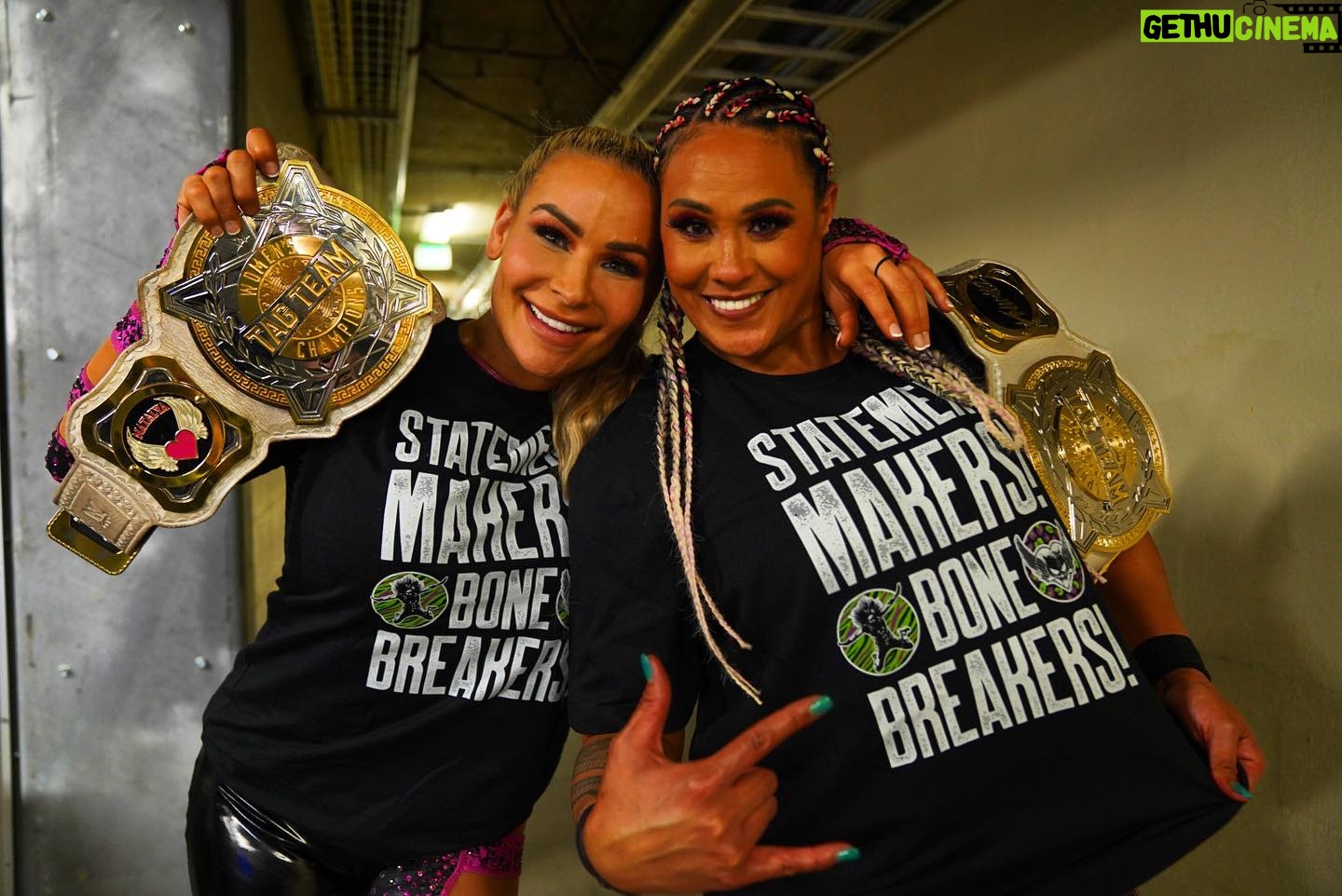 Tamina - 15.4K Likes - Our new shirts are here! The day after @natbynature ‘s Birthday💝So this is a great gift!!! Thank you so much💙🤟🏽💙 @WWEShop #StatementMakers #BoneBreakers #AndStill #SmackDown