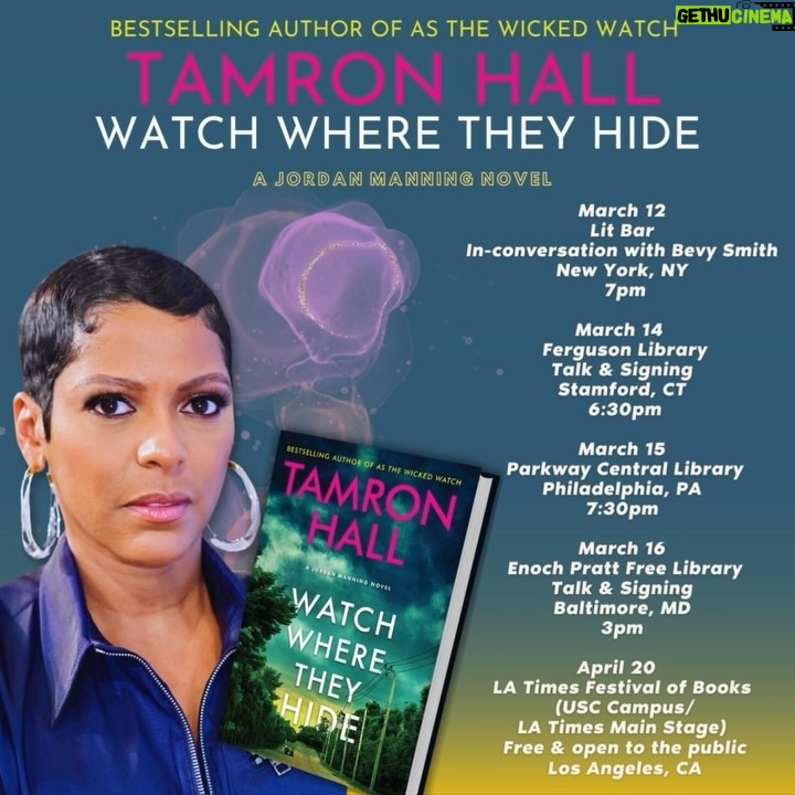 Tamron Hall Instagram - Getting ready to meet you all and celebrate #WatchWhereTheyHide in a city near you, make sure to RSVP! The next Jordan Manning novel is captivating and we’re going to talk all about it! March 12 is fast approaching—did you get your copy yet?? Pre-order details in my 🔗☝🏾☝🏾