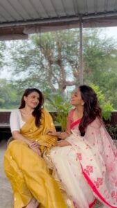 Tanushree Chakraborty Instagram - 🌸 Rabindra Jayanti 🌸 @subhasreechakraborty #25aboishakh #rabindrasangeet #tradition #bengal #poetry #proudbengali #rabindrajayanti #sisters #sareelove #indian #instagood