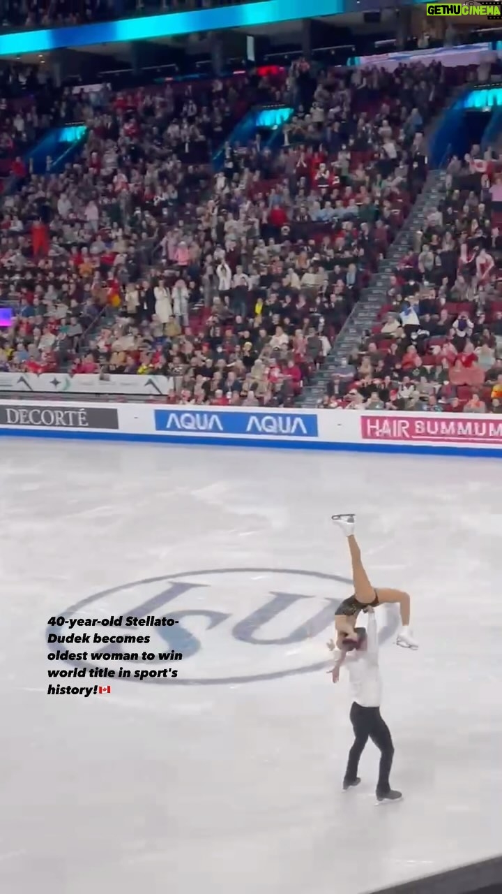 Tara Lipinski Instagram - Sound on for a pretty cool moment! This one will stay in my memory bank of top skating moments forever. On home ice in CANADA, at the WORLD CHAMPIONSHIPS, 40-year-old Deanna Stellato-Dudek becomes the oldest woman to win a world title in figure skating history! 🇨🇦 Her story is pretty incredible, she was skating in my time (I was 15!) then retired from the sport and made her return 16 YEARS later in a different discipline (pairs skating) and NOW is a World Champion. From the youngest World Champion, I say CONGRATS! Welcome to the club, you inspired me and made one of the biggest moments in this sports history! In the press conference her quotes were also gold 🥇 “Can I get a quote beside the record book? It’d be ‘40 is the new 20, I hope it encourages people to not stop before they’ve reached their potential.” What a fun moment hearing this Canadian crowd roar! And now onto the Womens Final tonight! #figureskating #deannastellatodudek #worldchampionships #pairsskating #sports #olympics #canada #worldsmtl24