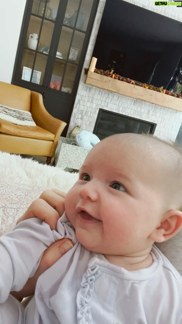Tara Lipinski Instagram - Too cute not to share! WAIT TIL THE END FOR IT. She has been trying to mimic me as I stick out my tongue to her and she’s finally getting it! This little perfect nugget. It was around this time last year when I had my retrieval and we made her! 🧬🐣 P.s I will need to post a baby pic of me but she certainly is getting my cheeks! Lol. I can’t help but squish them all the time. I love all the rolls! #babyrolls #newborn #babygiggles #babysmilesarethebest #babysmiles