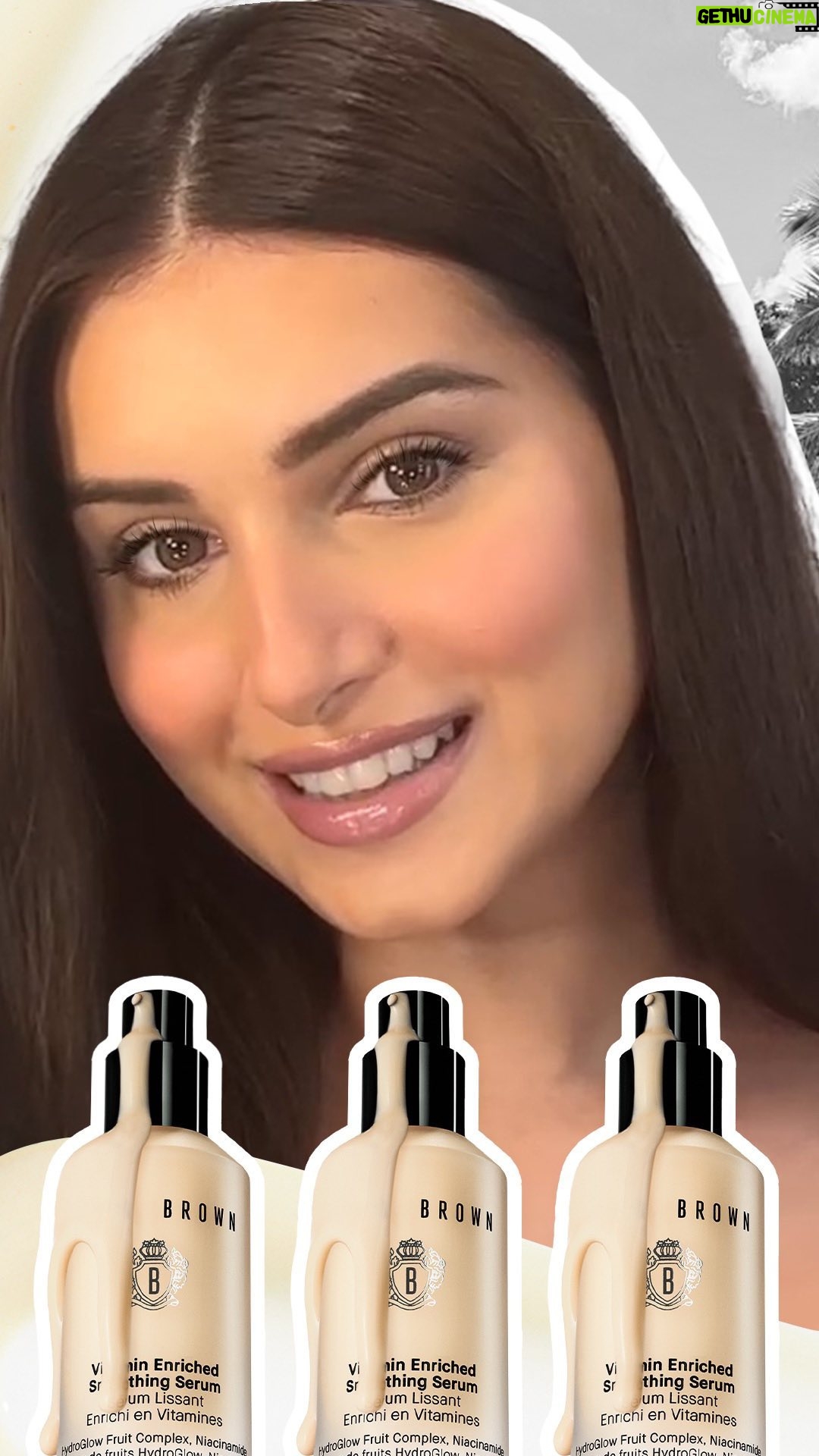Tara Sutaria Instagram - Here’s a little secret to glowing skin! @bobbibrownindia’s NEW Vitamin Enriched Smoothing Serum. My Faaaaavourite!!! 🤍✨ Packed with 10 potent skin-caring ingredients—including Niacinamide, Hyaluronic Acid and Vitamin C, this 2-in-1 smoothing serum and glow essence gives you hydrated, smoother, brighter and more even-toned skin over time. Shop my glow-to on @mynykaa #TaraSutariaXBobbiBrown #BobbiBrownIndia #Glow #Serum