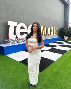 Tati McQuay Instagram - Feeling so extremely grateful that i got to attend the @teenvogue summit w/ @instagram & @meta :) Thank you for having me!!🤍🤍🤍 Hair done by: @glamsquad Dress: @biancaandbridgett