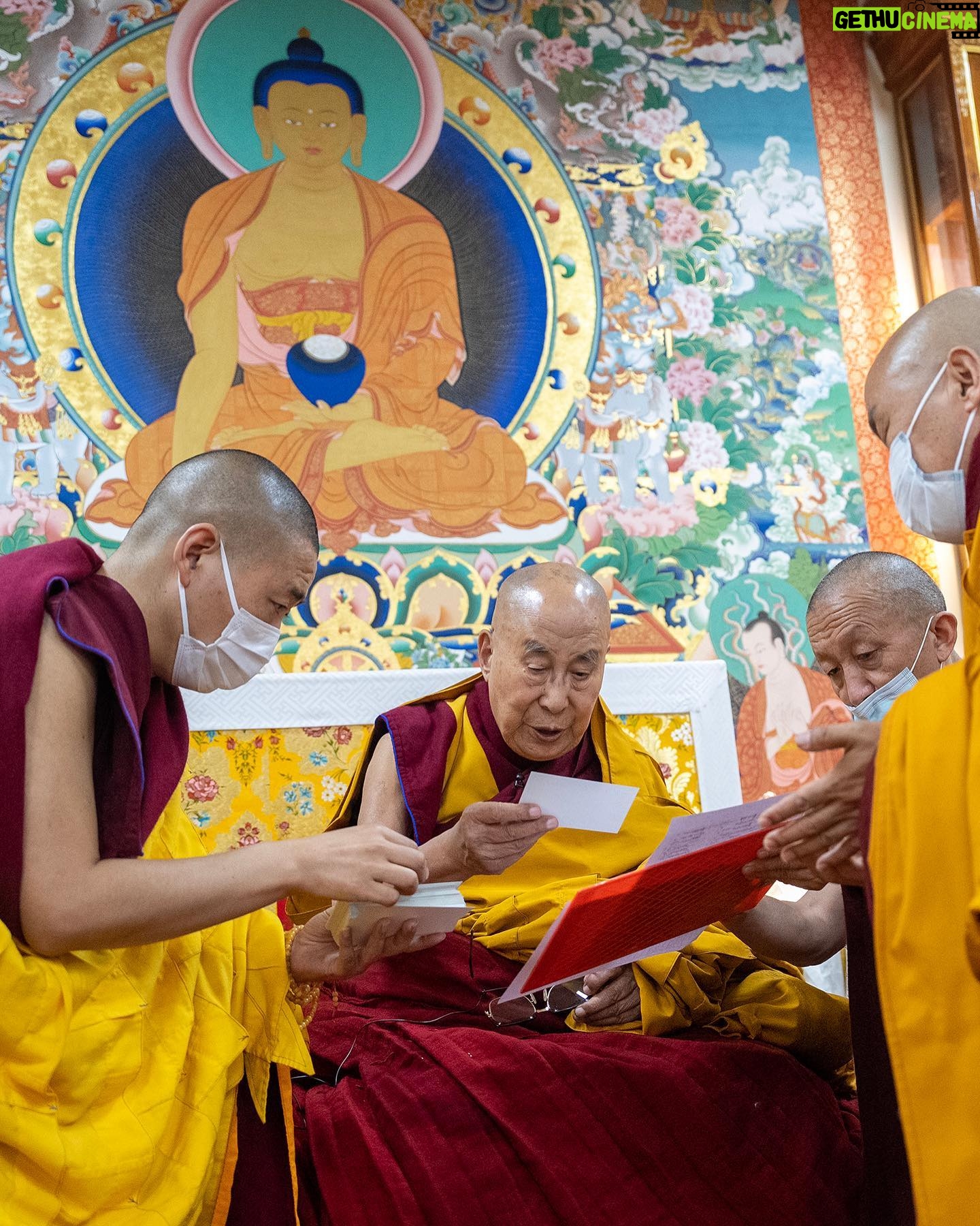 Tenzin Gyatso - 82.5K Likes - A collection of photographs captured during the ordination ceremony of novice monks and nuns, held at the residence of HHDL in Dharamsala, HP, India on March 2, 2023. Photos by Tenzin Choejor #dalailama #buddhism #ordination #monk #india #tibet #tibetan
