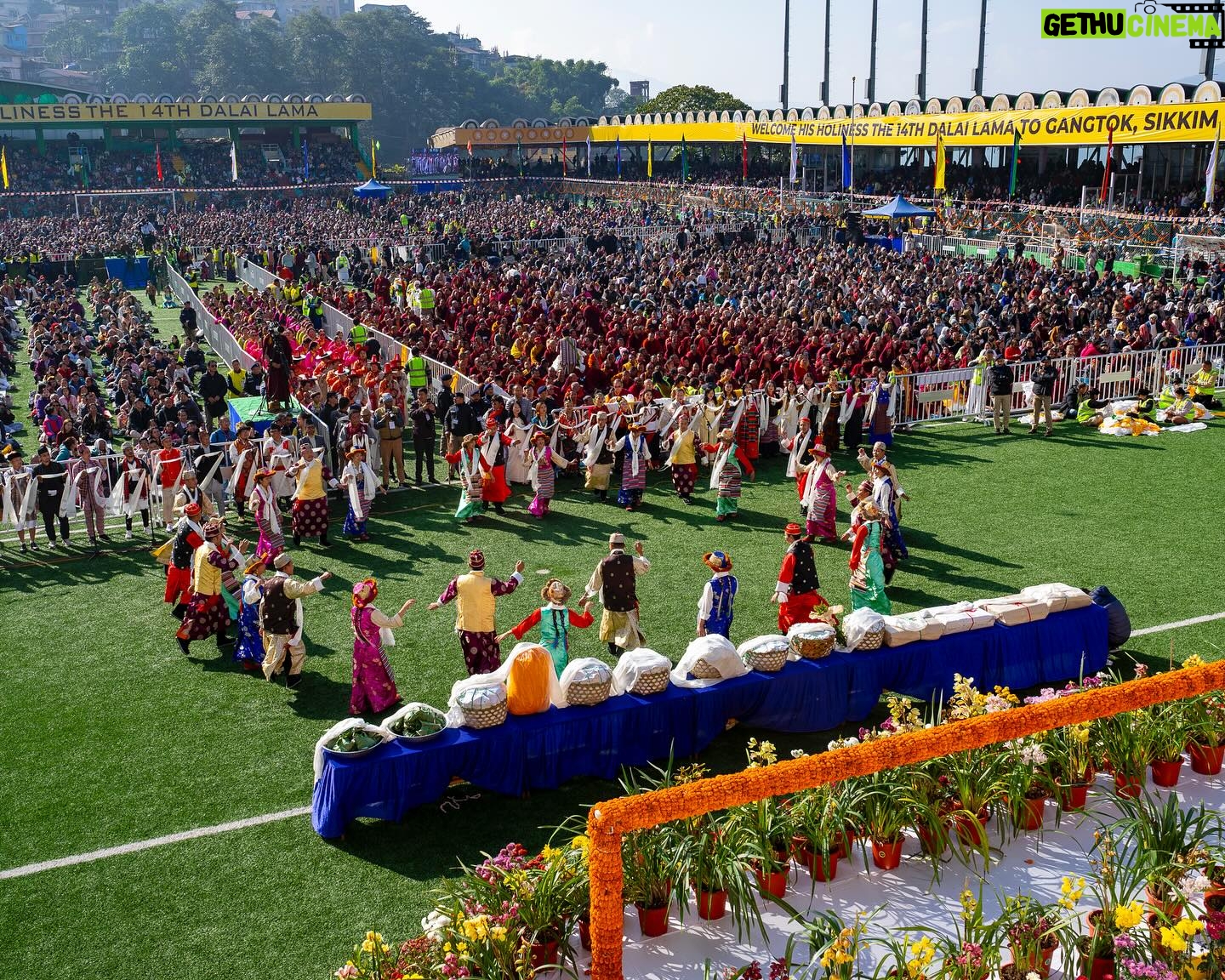 Tenzin Gyatso - 73.4K Likes - Teaching and Cultural performances at Paljor Stadium in Gangtok, Sikkim, India on December 12, 2023. Photos by Tenzin Choejor/OHHDL