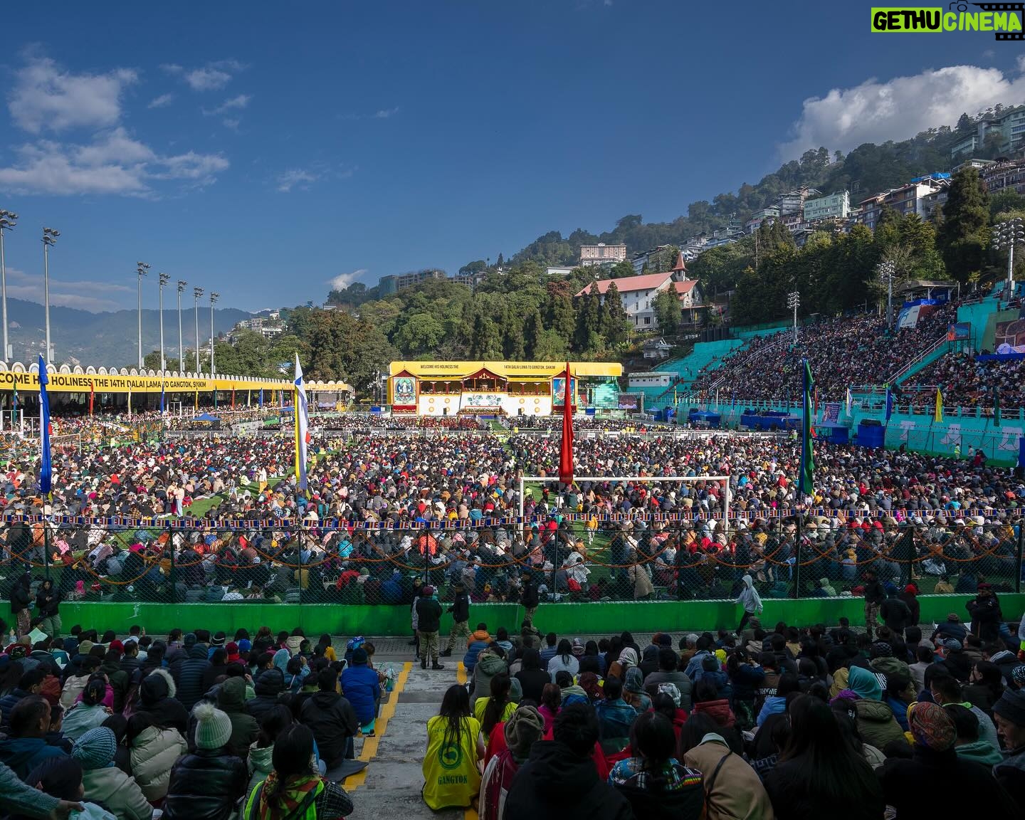 Tenzin Gyatso - 73.4K Likes - Teaching and Cultural performances at Paljor Stadium in Gangtok, Sikkim, India on December 12, 2023. Photos by Tenzin Choejor/OHHDL