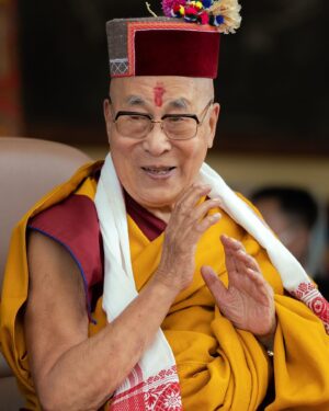 Tenzin Gyatso Instagram - HHDL wearing a traditional hat and shawl from Himachal Pradesh during the Silver Jubilee Celebration of Bharat Tibbat Sahyog Manch at the Main Tibetan Temple courtyard in Dharamsala, HP, India on May 5, 2023. Photo by Tenzin Choejor #dalailama