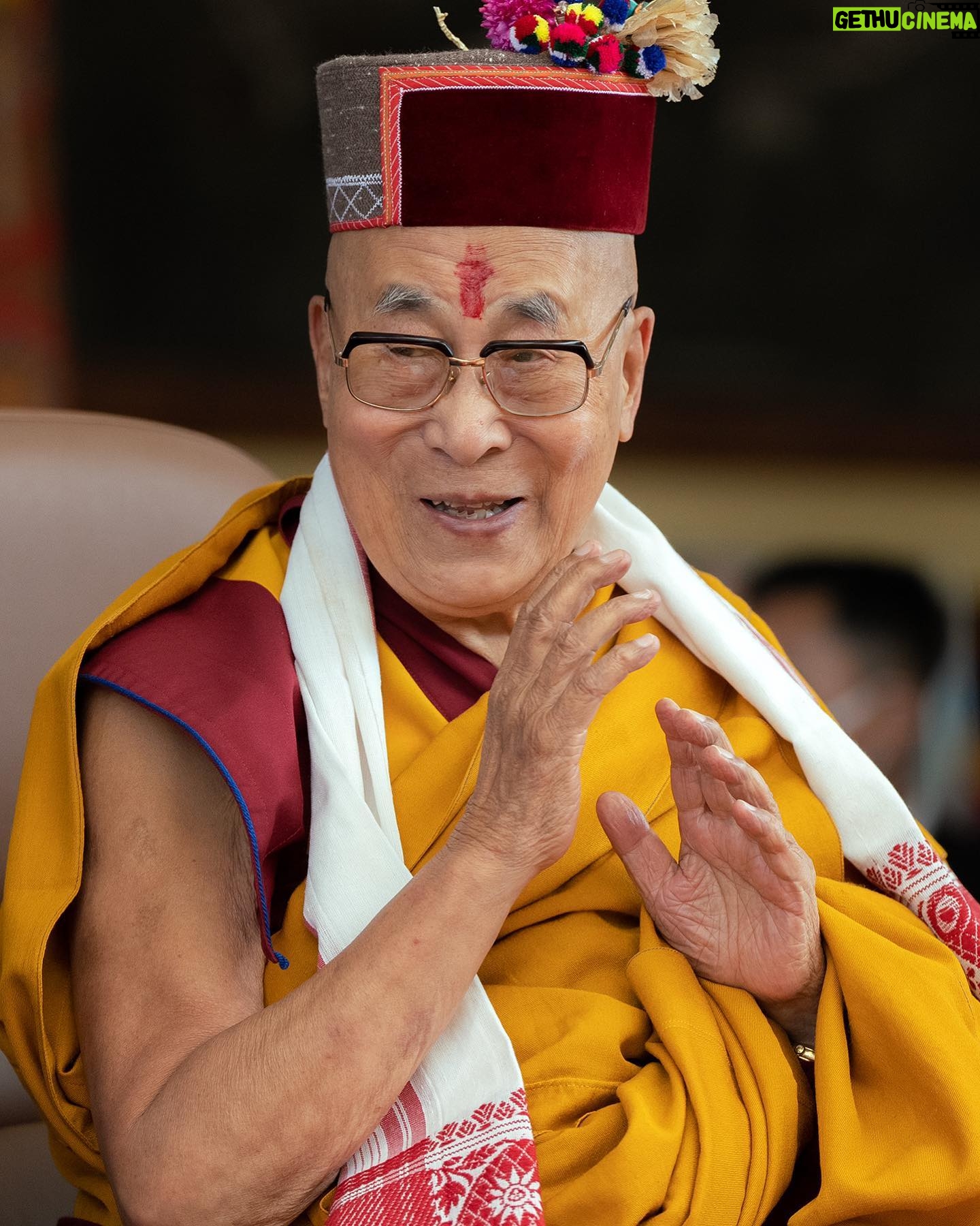 Tenzin Gyatso - 73.8K Likes - HHDL wearing a traditional hat and shawl from Himachal Pradesh during the Silver Jubilee Celebration of Bharat Tibbat Sahyog Manch at the Main Tibetan Temple courtyard in Dharamsala, HP, India on May 5, 2023. Photo by Tenzin Choejor #dalailama