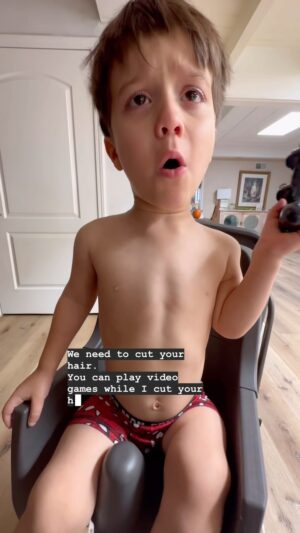 Terra Jolé Instagram - Bottom line, it’s our fault for not locking up the scissors. Cutting his hair to fix the bald spots meant a full buzz.  As Gray is autistic, this is always an emotional event. Sweet Penny tried to help her little brother get it done.  Hair will grow back, and hopefully one day he’ll enjoy or tolerate a haircut. 🥸
#autism #haircut #autismacceptance #autismawareness