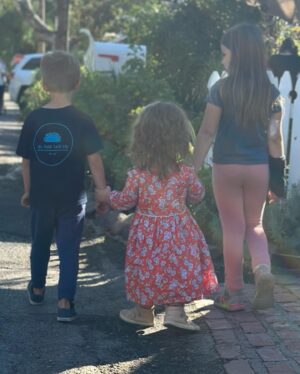 Terra Jolé Instagram - San Juan Capistrano was a hit for the kids. From playgrounds to gelato and tons of shopping through the streets. ❤️. One of my favorite places to visit in California.  You can take the metro or the drive works too. 
We spent the day with my childhood best friend and her two kids. Penny doesn’t love many kids but she LOVES these kids. Secretly my bestie and I were jumping for joy. Penny liked them so  much she demanded they hold hands as they walk the streets.  I zoomed in on one photo and you can see how Penny is locked in so they can’t escape. Lol. 
I love you @leahlu04 - thanks for today. ❤️
.
#sanjuancapistrano #familytime #visitcalifornia #california #bestfriends