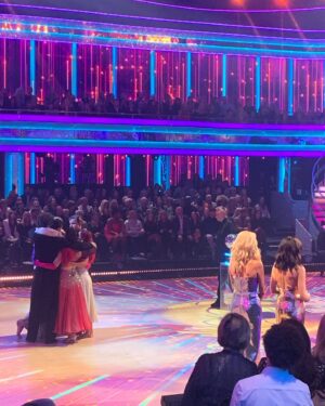Tess Daly Instagram - And it’s over for another year! ✨ 
Congratulations to this years @bbcstrictly winners @ellielouiseleach & @vitocoppola our wonderful finalists @bobbybrazier & @diannebuswell and @laytonwilliams & @nikita_kuzmin and ALL of our brilliant couples for making this a wonderful series👏 the standard of dancing was just incredible; so many records were broken; so many amazing stories told and  great friendships made. A big thanks to all of our crew who work so hard to make the show something to look forward to every year! And thanks so much to you at home for watching❤️

Love the second pic of our 3 couples having a group hug before we announced the winner, making lifelong memories 🥰