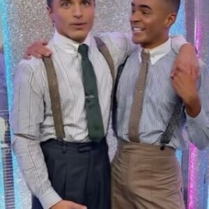 Tess Daly Instagram - And it’s over for another year! ✨ 
Congratulations to this years @bbcstrictly winners @ellielouiseleach & @vitocoppola our wonderful finalists @bobbybrazier & @diannebuswell and @laytonwilliams & @nikita_kuzmin and ALL of our brilliant couples for making this a wonderful series👏 the standard of dancing was just incredible; so many records were broken; so many amazing stories told and  great friendships made. A big thanks to all of our crew who work so hard to make the show something to look forward to every year! And thanks so much to you at home for watching❤️

Love the second pic of our 3 couples having a group hug before we announced the winner, making lifelong memories 🥰