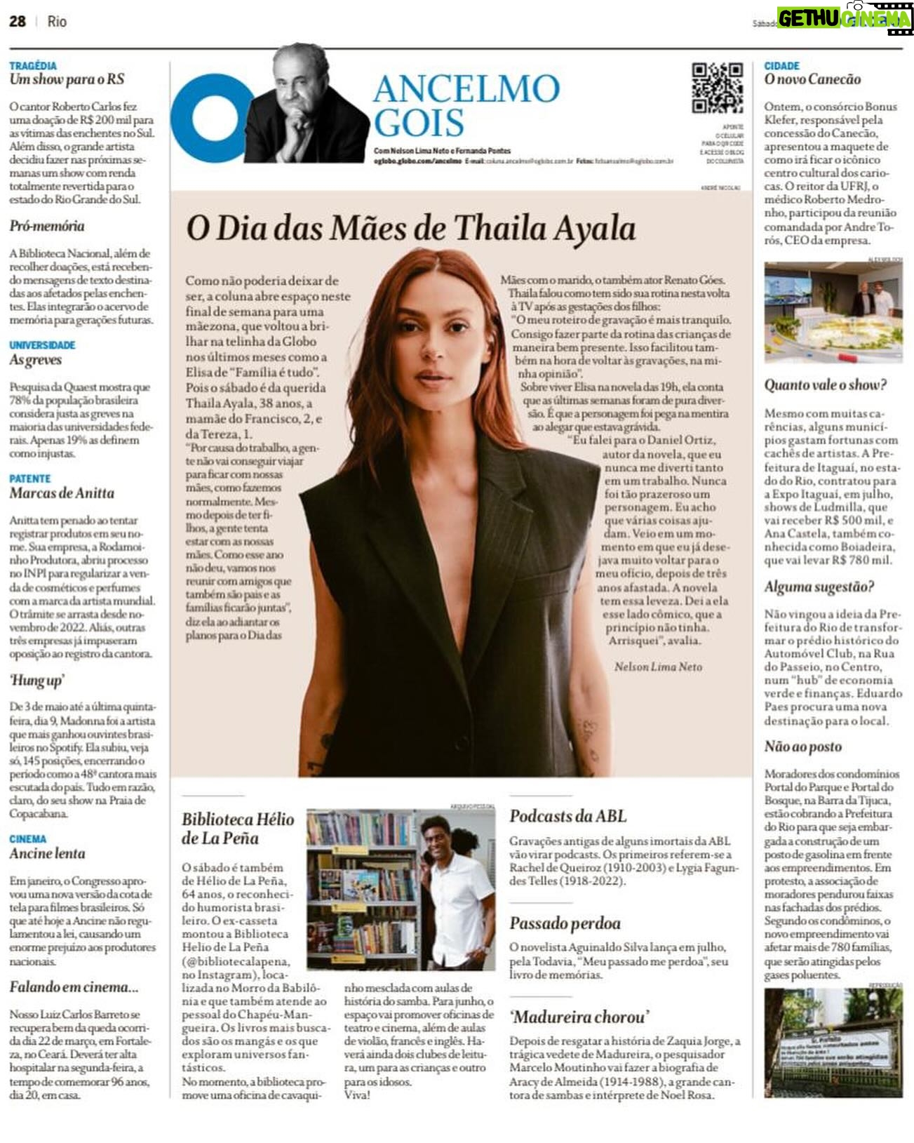 Thaila Ayala Instagram - @jornaloglobo de hoje 💙 Obrigada @oancelmogois