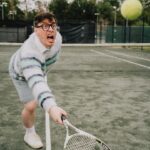 Thomas Sanders Instagram - getting kicked out of the country club 🎾 (📸: @jameslightner; 👕: @dpstyledme) it’s officially been TEN YEARS since Patton first made the scene as Dad Guy in my Vines. Ten years I’ve been with this character. I love him so much. So we created a fun look inspired by him. And I have him playing tennis… cause he would make a TEN-nis joke. Happy “Birthday”, Patton 🩵🎂