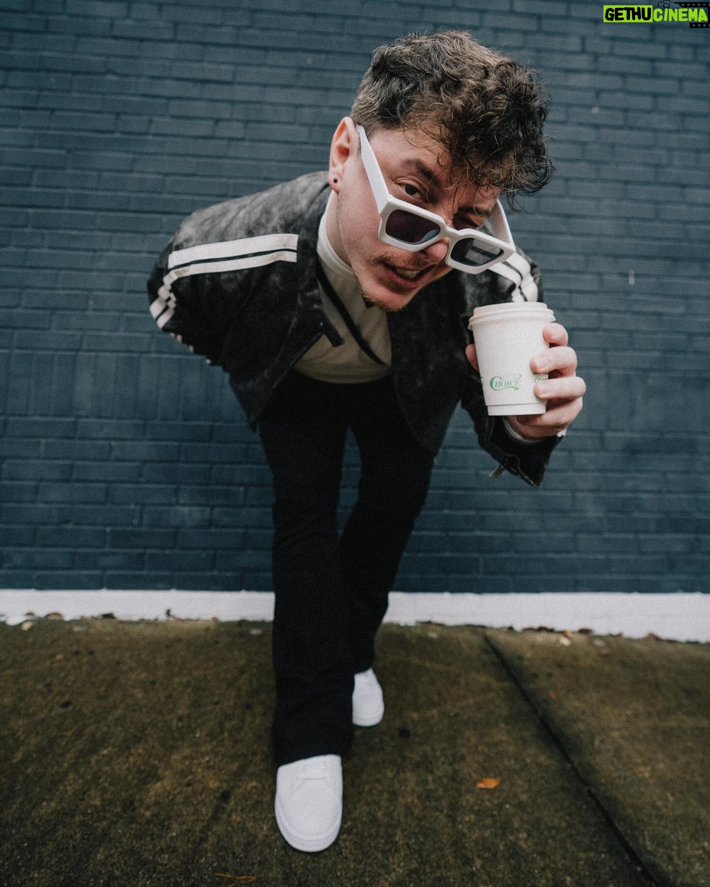 Thomas Sanders Instagram - Taking my coffee black… and white. 🖤🤍 Frickin SIX years since the character known as “Sleep” was introduced in my short videos, and I couldn’t get enough of him. Created a look inspired by him to celebrate! Happy “Birthday”, Sleep 🖤🤍 (📸: @jameslightner; 👕: @dpstyledme)