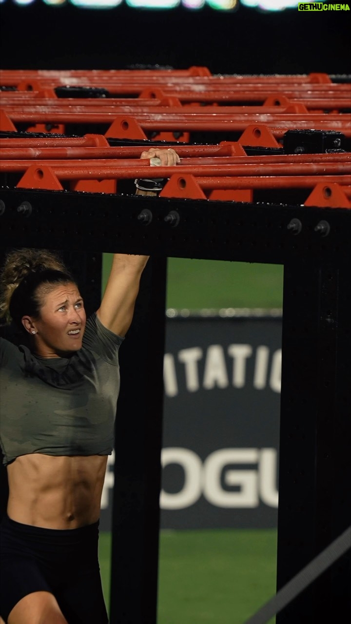 Tia-Clair Toomey Instagram - There is something about competing under lights that elevates me. I envisioned these moments when I started training, under the lights. @rogueinvitational - I borrowed a friends pair of grips because I got mine wet in the warm up area. Thank you @anniekimiko for your grips; great reminder that we are surrounded with great people.