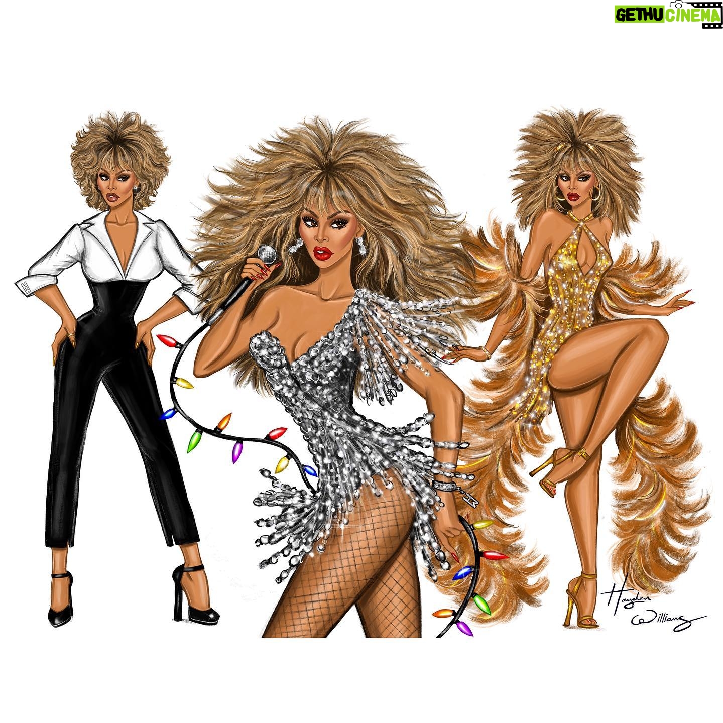 Tina Turner Instagram - Introducing the exclusive TT x HW collaboration Tina always loved and supported young artists and encouraged them to break barriers, challenge expectations and celebrate their unique voices. Tina’s legacy continues to live on and will forever resonate, reminding us all to never give up on our dreams. With this, we are excited to bring to you a collaboration between Tina Turner and Designer Hayden Williams. A few words from the designer himself… How it began… I created a fashion illustration of Tina for her 83rd Birthday in 2022, as I wanted to honour her whilst she was still with us. It’s important to honour the legends & give them their flowers when they are here. I then saw that Tina & her team had reached out to me, & expressed wanting to discuss a collaboration. Tina’s team showed her my illustrations, which she loved, and gave her blessing for this official partnership. I feel incredibly honoured that this legendary & inspirational woman, who accomplished so much throughout her career, was able to see my work & wanted to collaborate with me. Thank you Tina!! This is a celebration of you!! Tina Turner!! The legend that is & forever will be the Queen of Rock ‘N’ Roll! I am so honoured to partner with BMG on a project with Tina Turner, that we started working on before her passing. A collection of official merchandise with fashion illustrations of Tina, created by me. Taking inspiration from iconic looks & outfits that Tina has worn in addition to my own designs inspired by her style, particularly the 80s era. Available now on thetinaturner.com