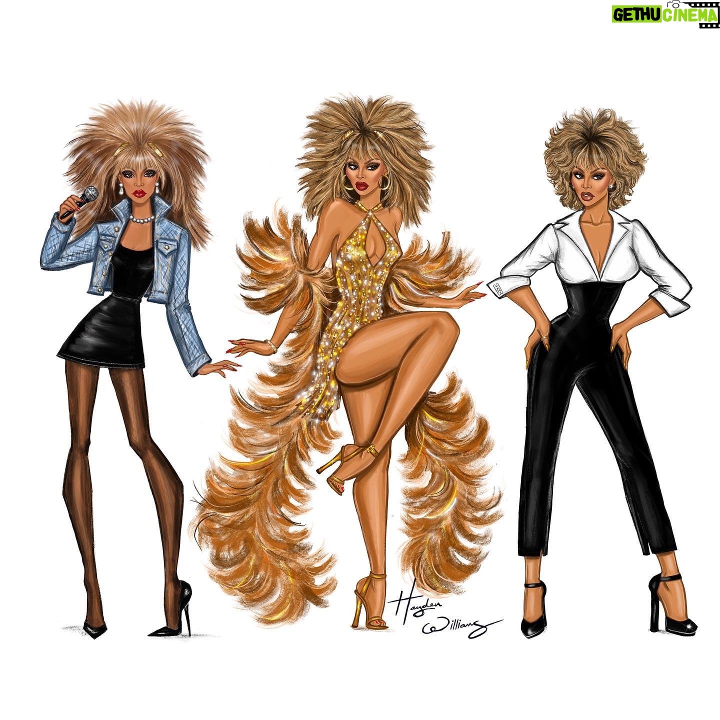 Tina Turner Instagram - Introducing the exclusive TT x HW collaboration Tina always loved and supported young artists and encouraged them to break barriers, challenge expectations and celebrate their unique voices. Tina’s legacy continues to live on and will forever resonate, reminding us all to never give up on our dreams. With this, we are excited to bring to you a collaboration between Tina Turner and Designer Hayden Williams. A few words from the designer himself… How it began… I created a fashion illustration of Tina for her 83rd Birthday in 2022, as I wanted to honour her whilst she was still with us. It’s important to honour the legends & give them their flowers when they are here. I then saw that Tina & her team had reached out to me, & expressed wanting to discuss a collaboration. Tina’s team showed her my illustrations, which she loved, and gave her blessing for this official partnership. I feel incredibly honoured that this legendary & inspirational woman, who accomplished so much throughout her career, was able to see my work & wanted to collaborate with me. Thank you Tina!! This is a celebration of you!! Tina Turner!! The legend that is & forever will be the Queen of Rock ‘N’ Roll! I am so honoured to partner with BMG on a project with Tina Turner, that we started working on before her passing. A collection of official merchandise with fashion illustrations of Tina, created by me. Taking inspiration from iconic looks & outfits that Tina has worn in addition to my own designs inspired by her style, particularly the 80s era. Available now on thetinaturner.com