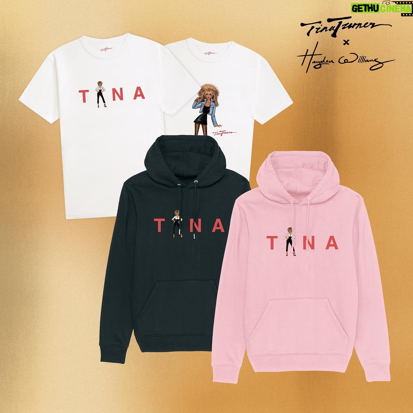 Tina Turner Instagram - Introducing the exclusive TT x HW collaboration Tina always loved and supported young artists and encouraged them to break barriers, challenge expectations and celebrate their unique voices. Tina’s legacy continues to live on and will forever resonate, reminding us all to never give up on our dreams. With this, we are excited to bring to you a collaboration between Tina Turner and Designer Hayden Williams. A few words from the designer himself… How it began… I created a fashion illustration of Tina for her 83rd Birthday in 2022, as I wanted to honour her whilst she was still with us. It’s important to honour the legends & give them their flowers when they are here. I then saw that Tina & her team had reached out to me, & expressed wanting to discuss a collaboration. Tina’s team showed her my illustrations, which she loved, and gave her blessing for this official partnership. I feel incredibly honoured that this legendary & inspirational woman, who accomplished so much throughout her career, was able to see my work & wanted to collaborate with me. Thank you Tina!! This is a celebration of you!! Tina Turner!! The legend that is & forever will be the Queen of Rock ‘N’ Roll! I am so honoured to partner with BMG on a project with Tina Turner, that we started working on before her passing. A collection of official merchandise with fashion illustrations of Tina, created by me. Taking inspiration from iconic looks & outfits that Tina has worn in addition to my own designs inspired by her style, particularly the 80s era. Available now on thetinaturner.com