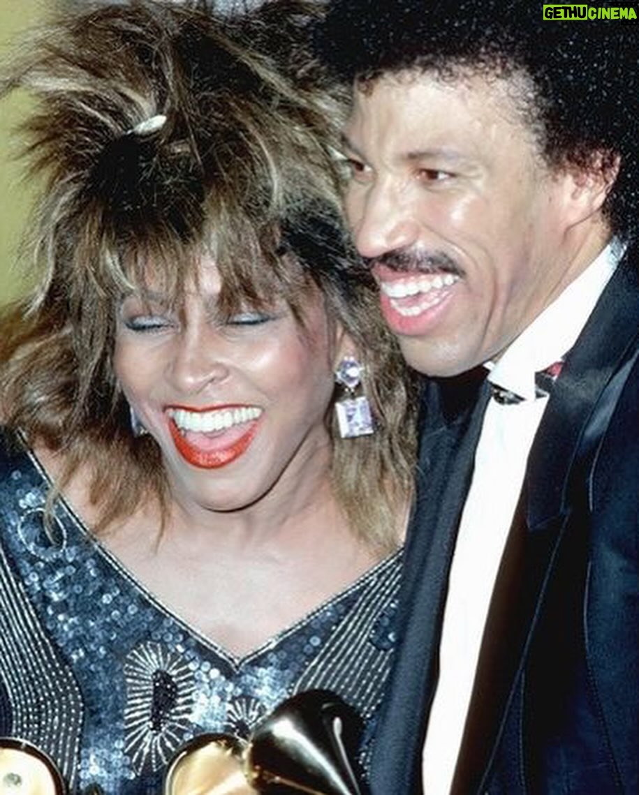 Tina Turner Instagram - Tina Turner and Lionel Richie celebrating their Grammy wins on February, 26 in 1985 in Los Angeles. Tina took home Record Of The Year along with two other awards, while Lionel scored Album Of The Year and Producer Of The Year (Non-Classical).