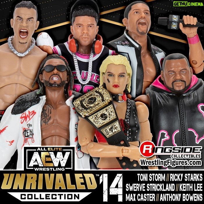 Toni Rossall Instagram - AEW Unrivaled 14 is NEW IN STOCK! π₯ Featuring Toni Storm, Swerve Strickland, Ricky Starks, Keith Lee & The Acclaimed (Max Caster and Anthony Bowen) Shop now at Ringsid.ec/AEWUnrivaled14 #RingsideCollectibles #WrestlingFigures #AllEliteWrestling #Jazwares #AEW #AEWDynamite #AEWRampage #AEWUnrivaled #ToniStorm #RickyStarks #KeithLee #SwerveStrickland #MaxCaster #AnthonyBowens #TheAcclaimed