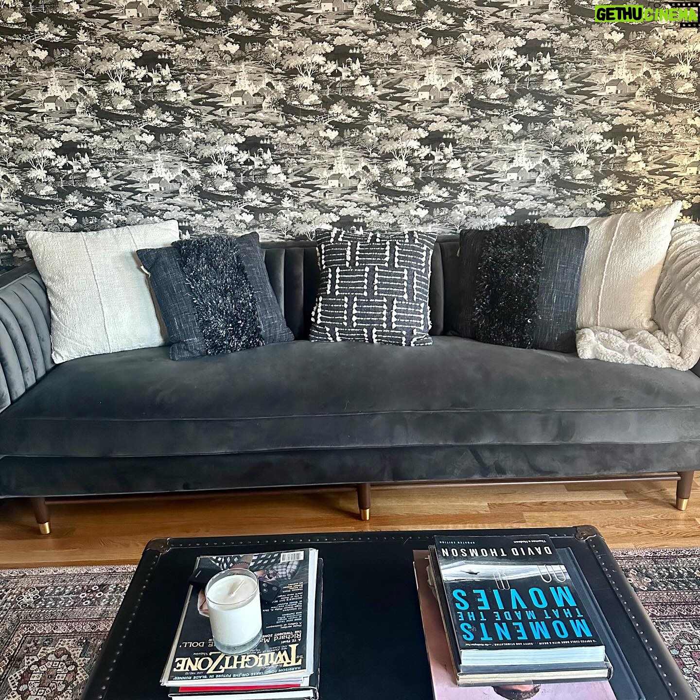 Torrey DeVitto Instagram - I love playing with wallpaper ! Itβs such an easy way to change, cozy up or play up any room. π We did our library, guest bedroom, powder room, hallway and office. Should we do our bedroom next ??? β¦ π€ I highly recommend checking out @york_wallcoverings & @astreetprints for a ton of really beautiful wallpaper options!