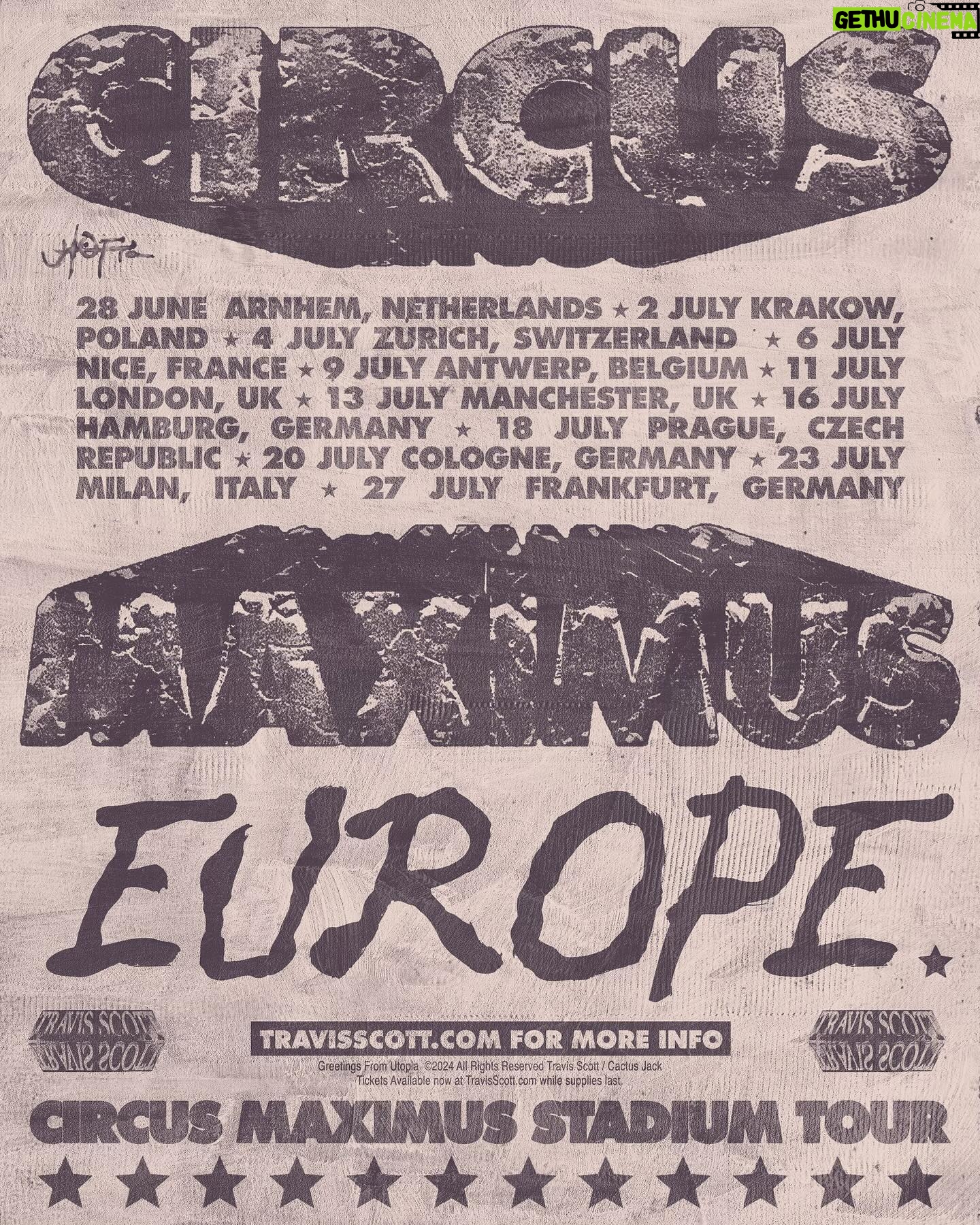 Travis Scott Instagram - Europe we on the way Tickets on sale Friday May 10 Bringing circus Maximus over then pond Let’s make this one the best Can’t wait to see you alllll