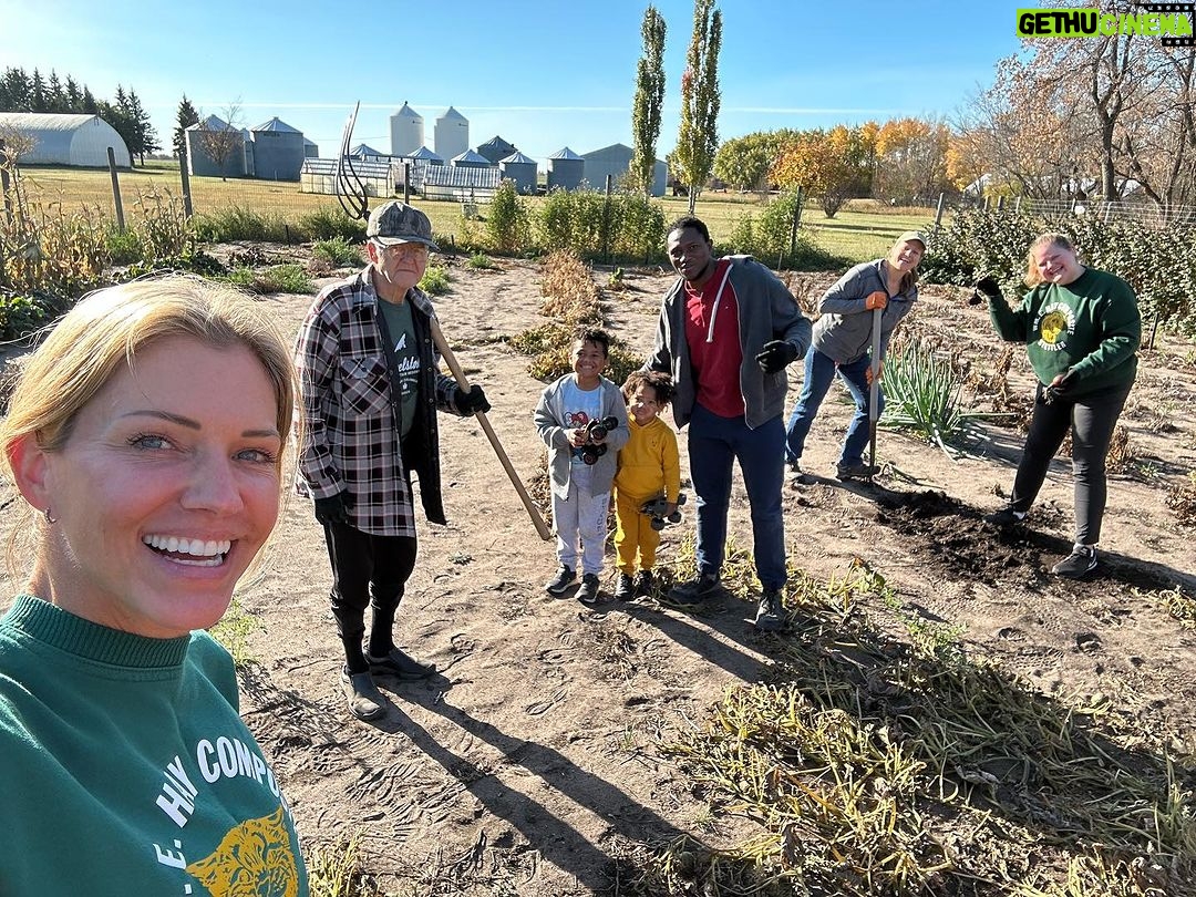 Tricia Helfer Instagram - Garden wintering has started. #Alberta #familytime